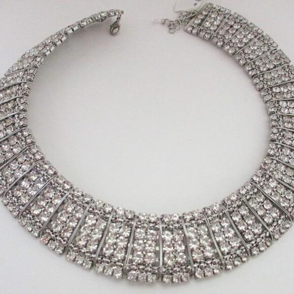 Youngevity Silver Clear Rhinestone Choker Necklace - Picture 1 of 11